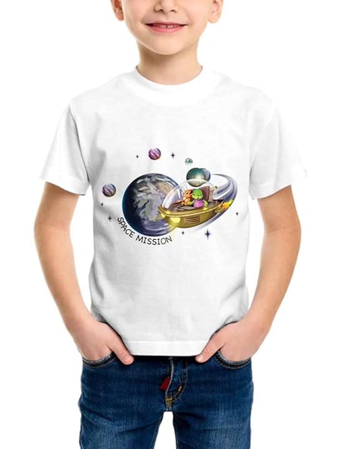 Purple Turtle Kids Unisex Space Mission Printed T-Shirt-picture-47