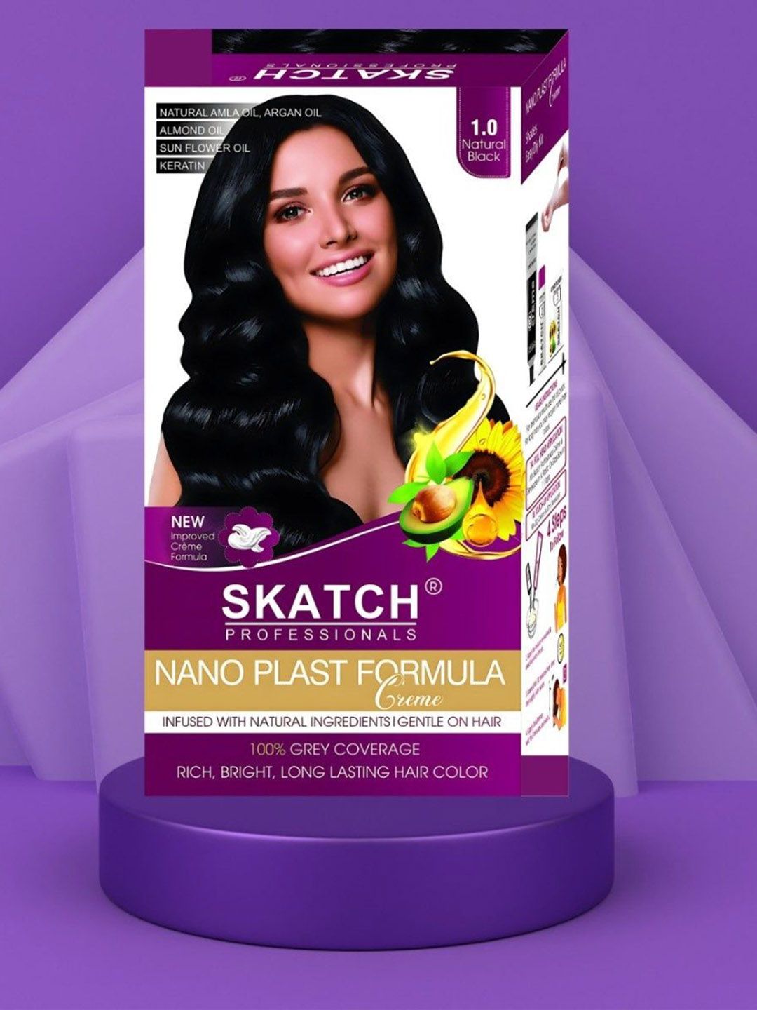 SKATCH PROFESSIONALS Nano Plast Formula Grey Coverage Hair Color - 100 g -Natural Black-image-18