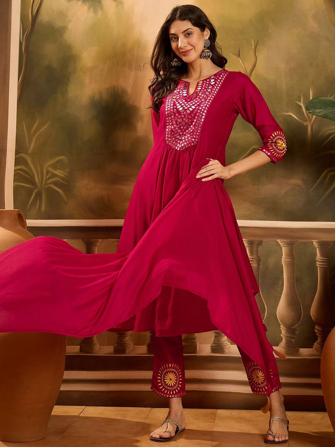 Stylum Women Solid Kurta with Trousers & Dupatta