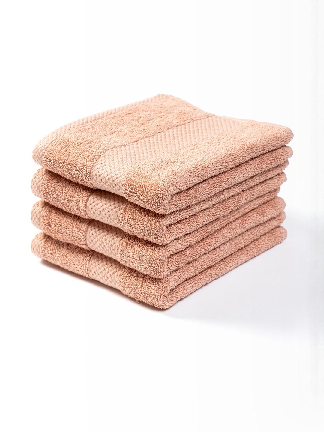 Earthy Fables Set of 4 Peach 600 GSM Combed Cotton Hand Towels-picture-56