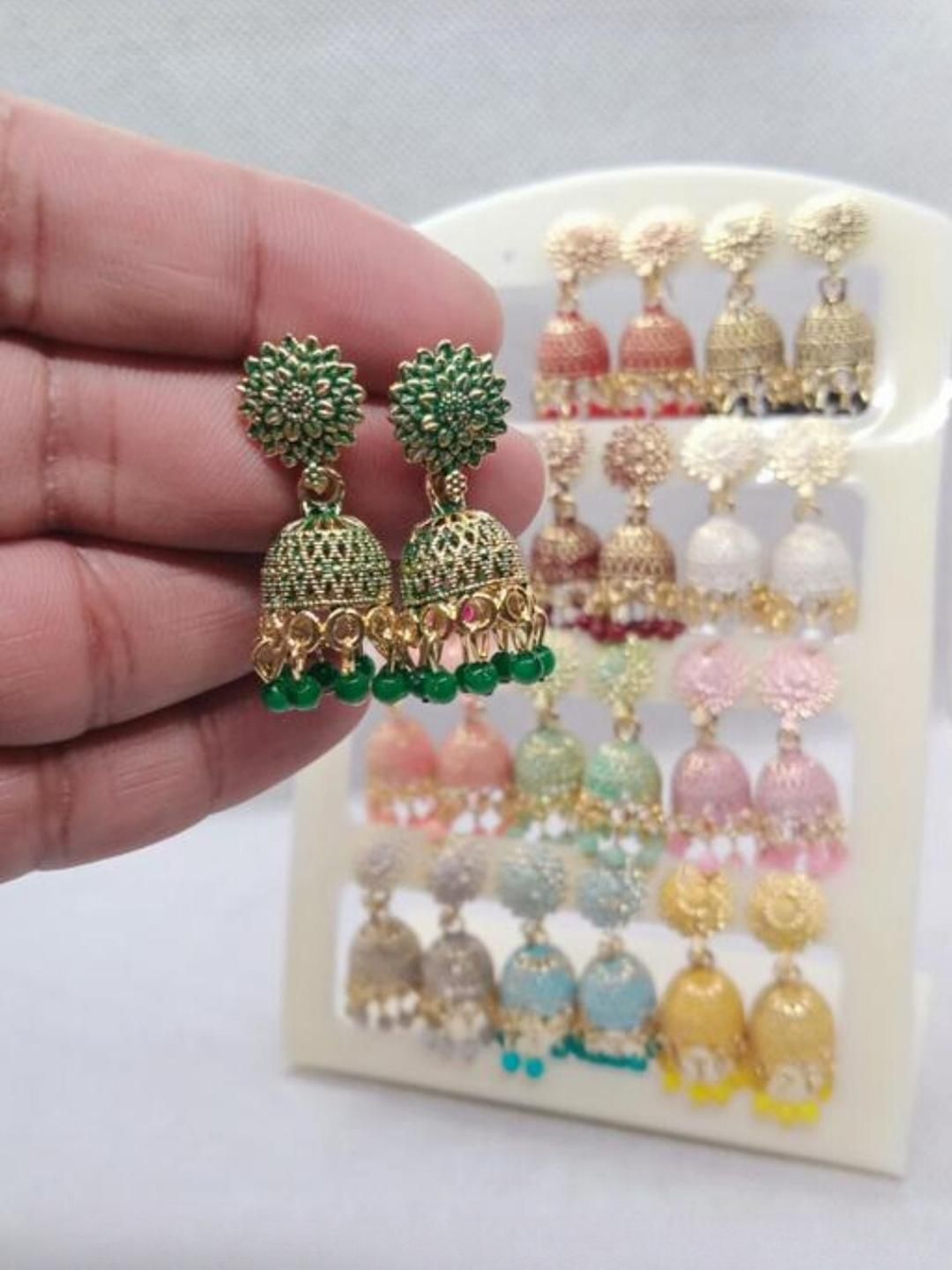 MEHAK CREATION Beige Brass Earrings-picture-17