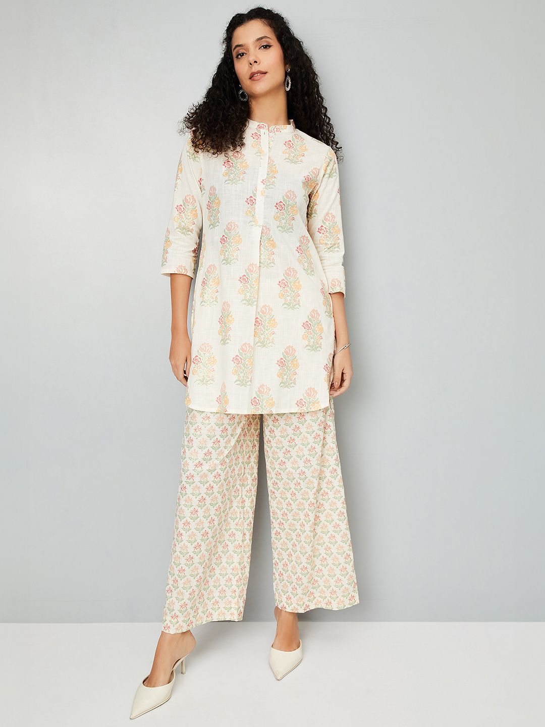 max Women Floral Printed Regular Pure Cotton Kurta with Palazzos