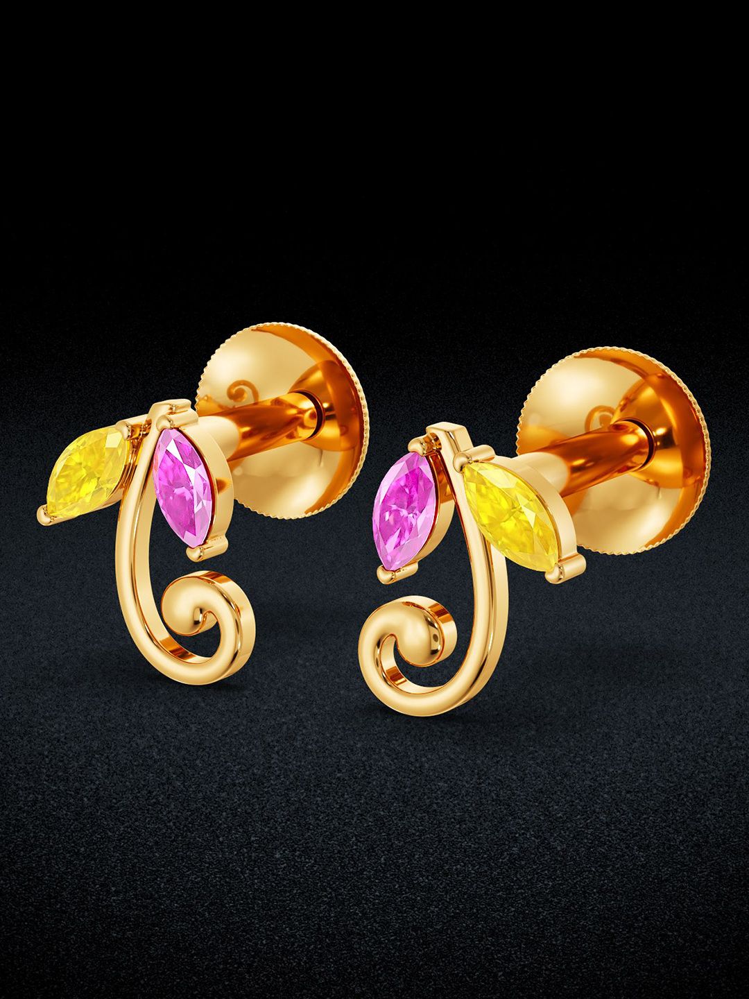Joyalukkas 22KT Gold Graceful Bud Blossom Stud Earrings-picture-14