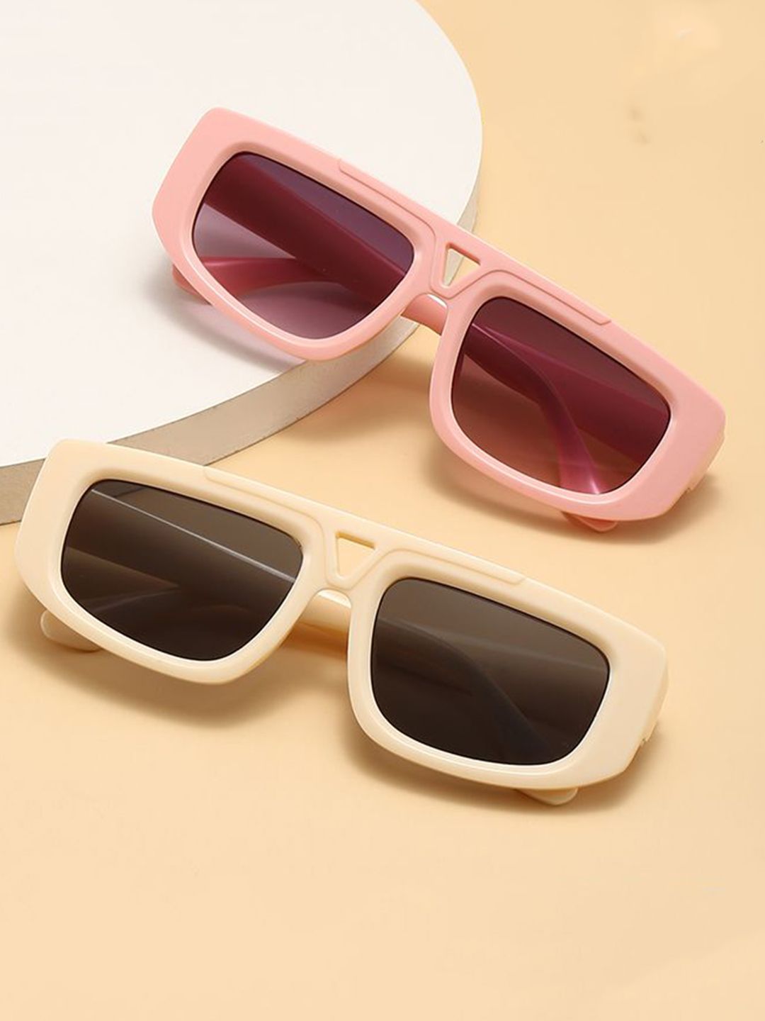 AUGEN Unisex Black Lens & Brown Rectangle Sunglasses with-picture-22