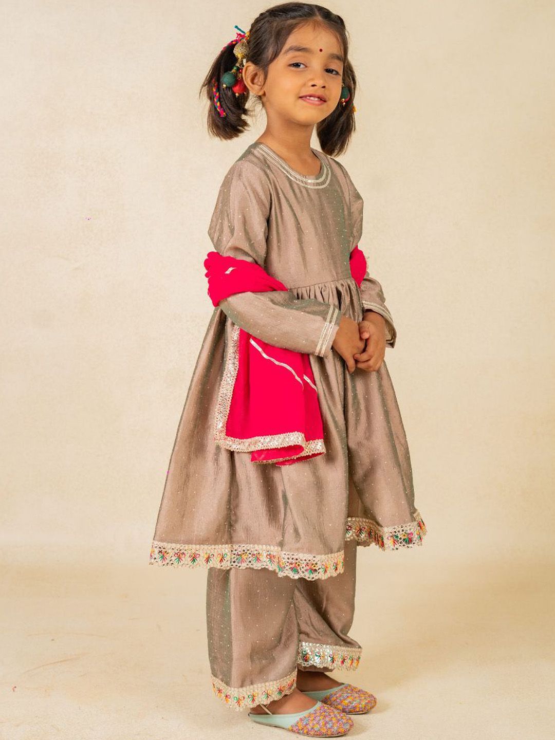 Jilmil Girls Embellished Anarkali Beads and Stones Kurta With Palazzos & Dupatta-picture-11