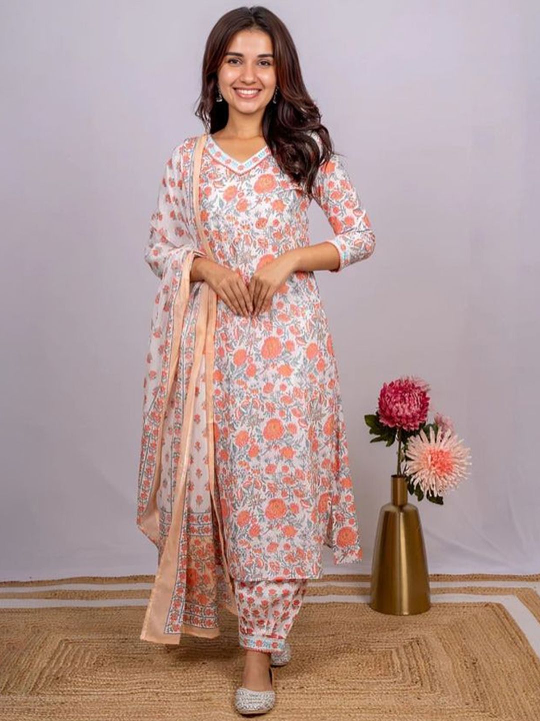 A TO Z CART Women Floral Printed Kurta with Salwar & Dupatta