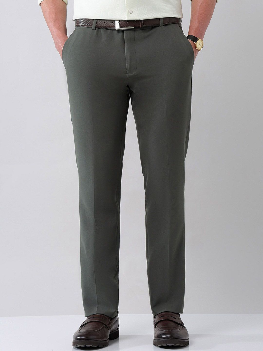 AD By Arvind Men Regular Fit Mid-Rise Formal Trousers-picture-11