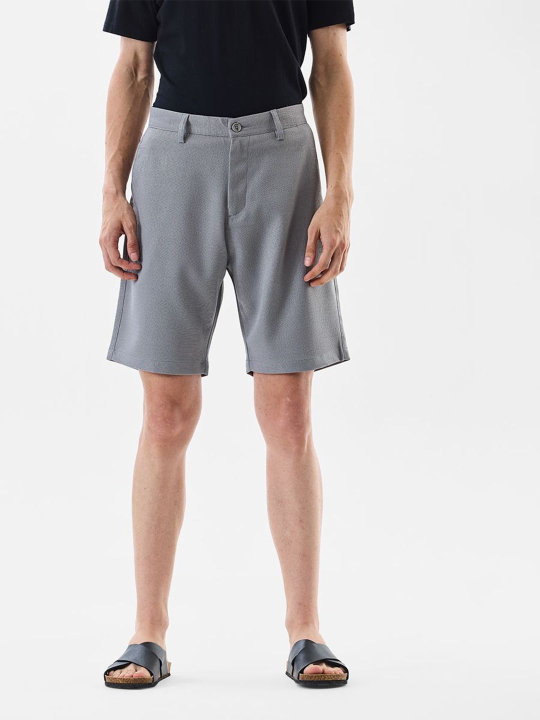 Snitch Men Grey Mid-Rise Regular Fit Shorts-picture-27