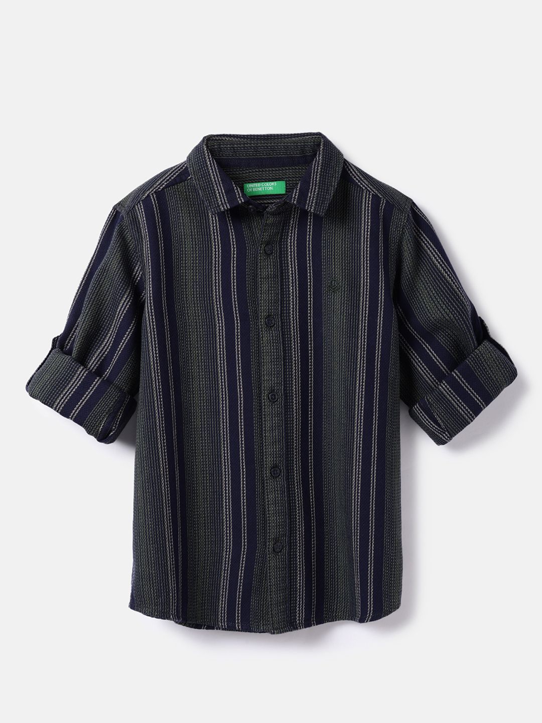 United Colors of Benetton Boys Spread Collar Vertical Striped Pure Cotton Shirt-picture-33