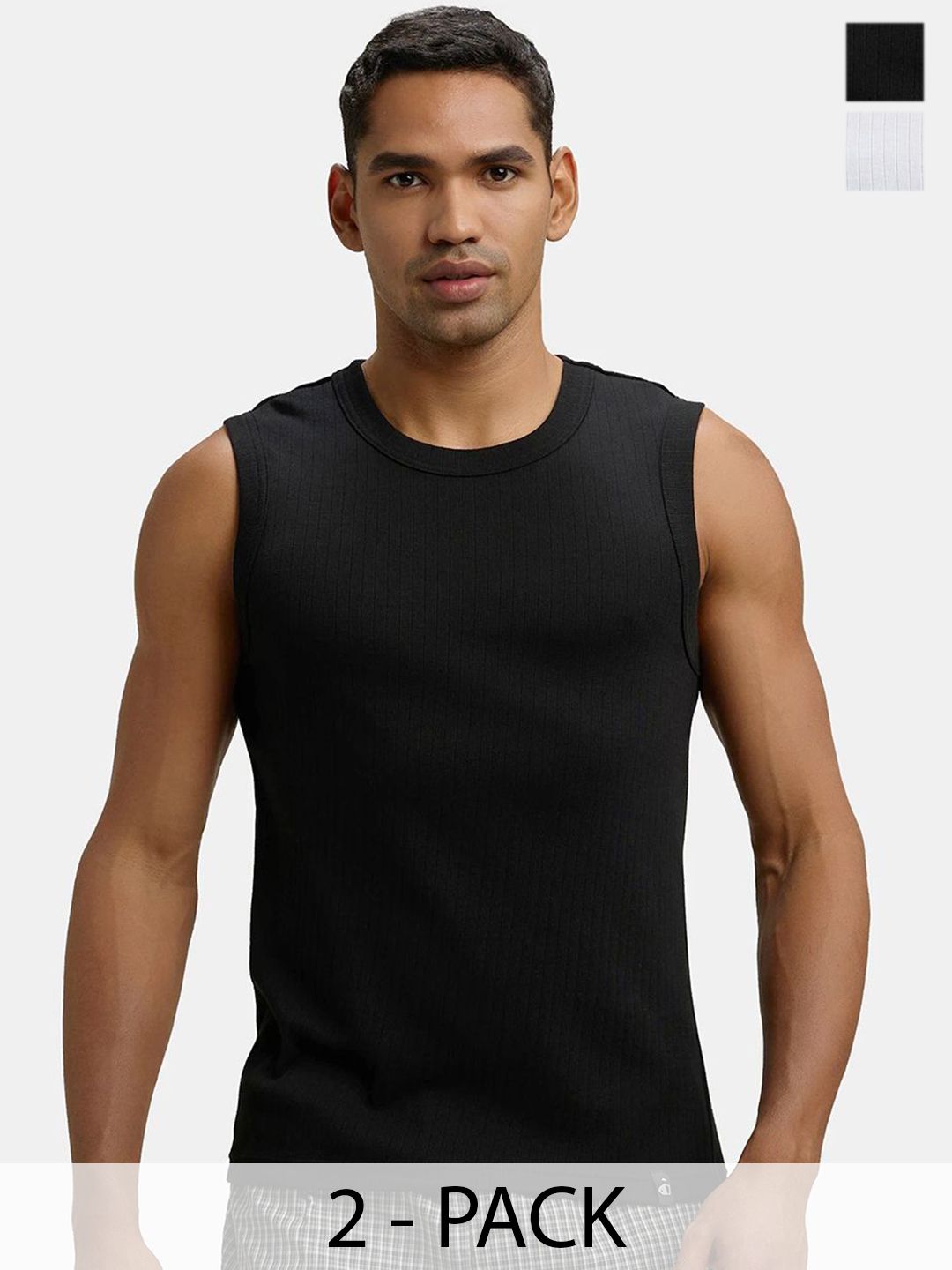 Jockey Pack of 2 Super Combed Cotton Rib Round Neck with Racerback Gym Vest - 9922-image-22