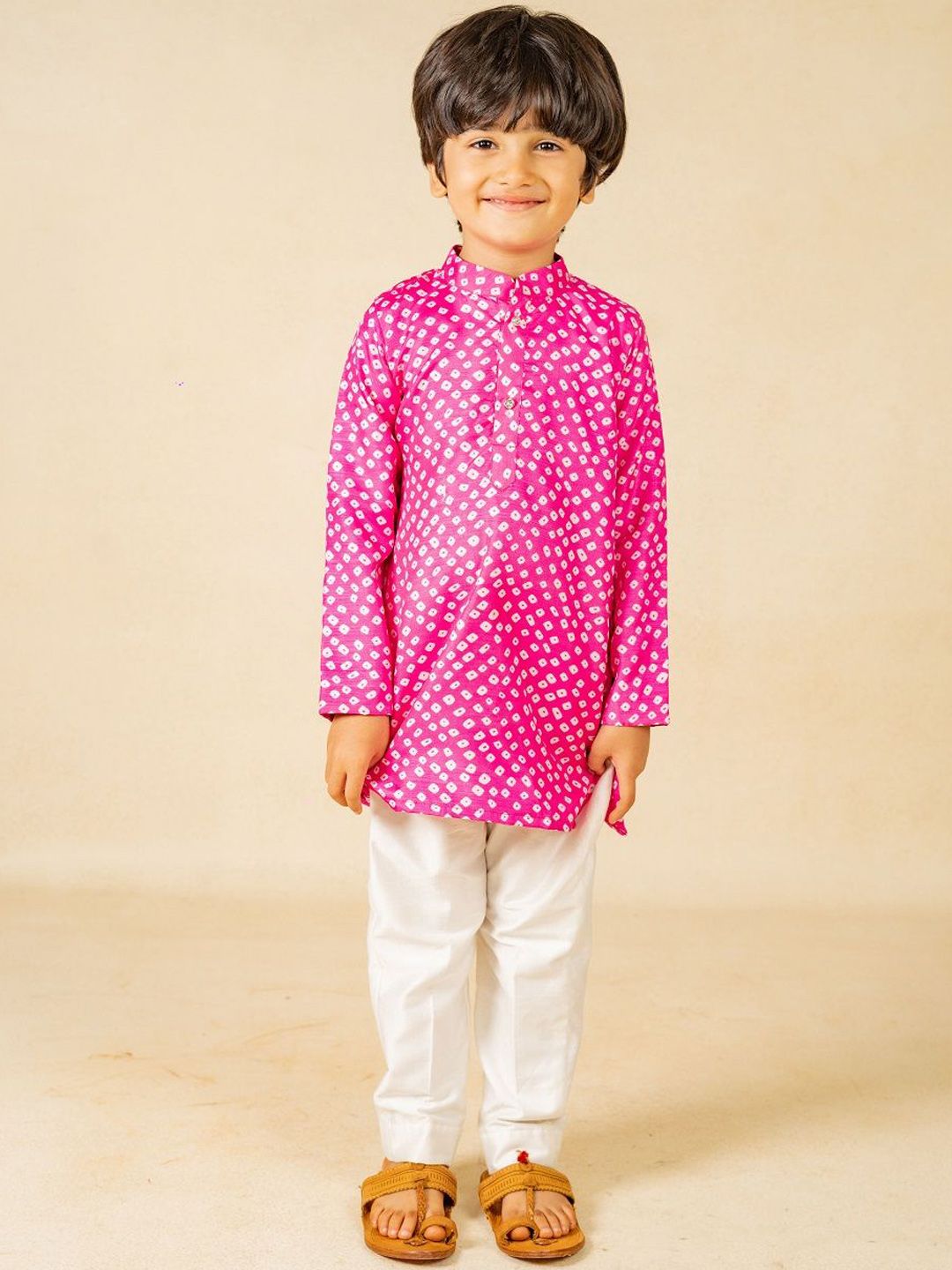 Jilmil Boys Set of 2 Bandhani Printed Regular Kurta with Pyjamas-picture-36