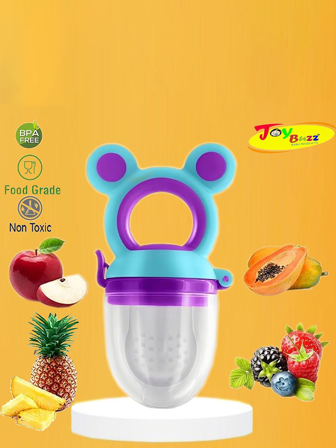 Joy Buzz Silicone Fruit & Food Nibbler With Easy Grip- Purple-picture-15