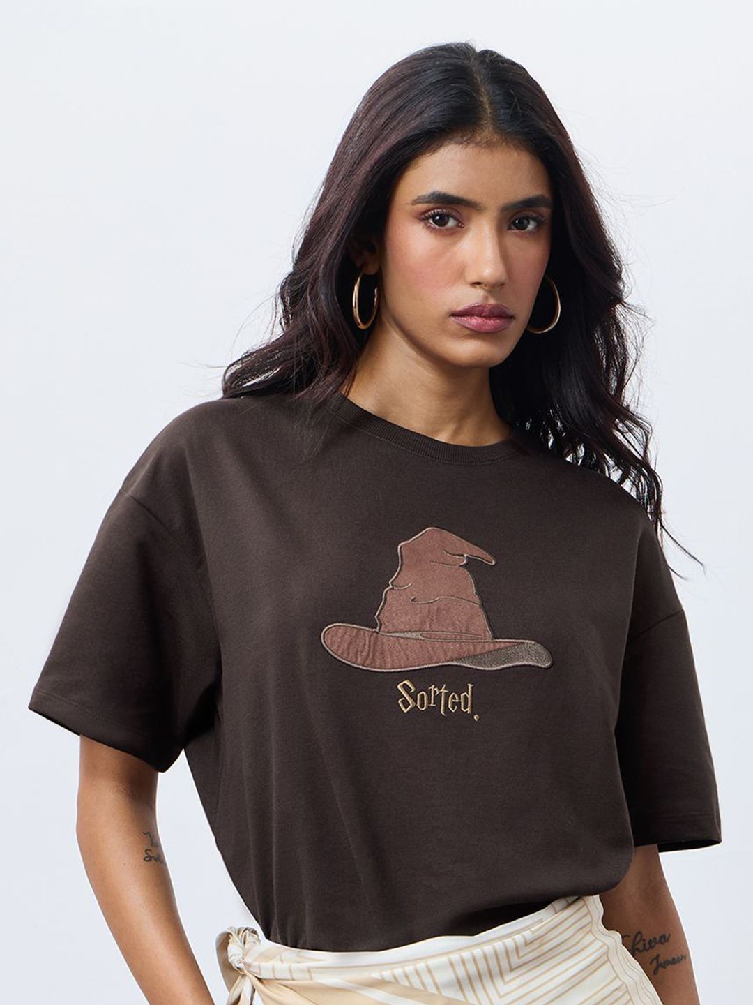 The Souled Store The Souled Store Women Oversized Harry Potter Brown Tshirts