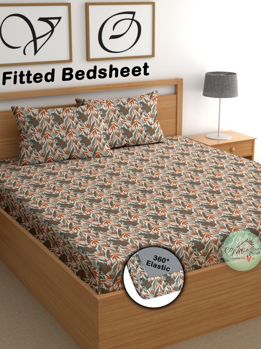 CG HOMES Grey Floral 210 TC Queen Bedsheet with 2 Pillow Covers-picture-39