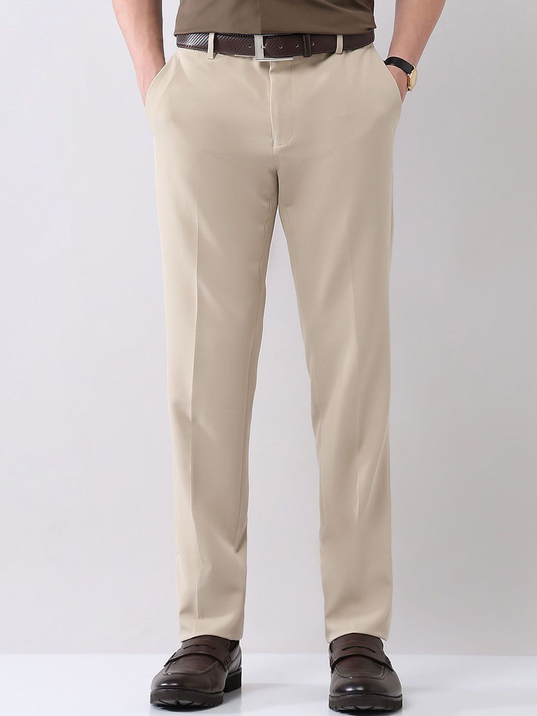 AD By Arvind Men Slim Fit Formal Trousers-picture-18