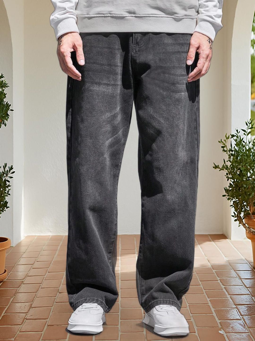 FUDE PRIDE Men Baggy Mid-Rise Light Fade Stretchable Jeans-image-47