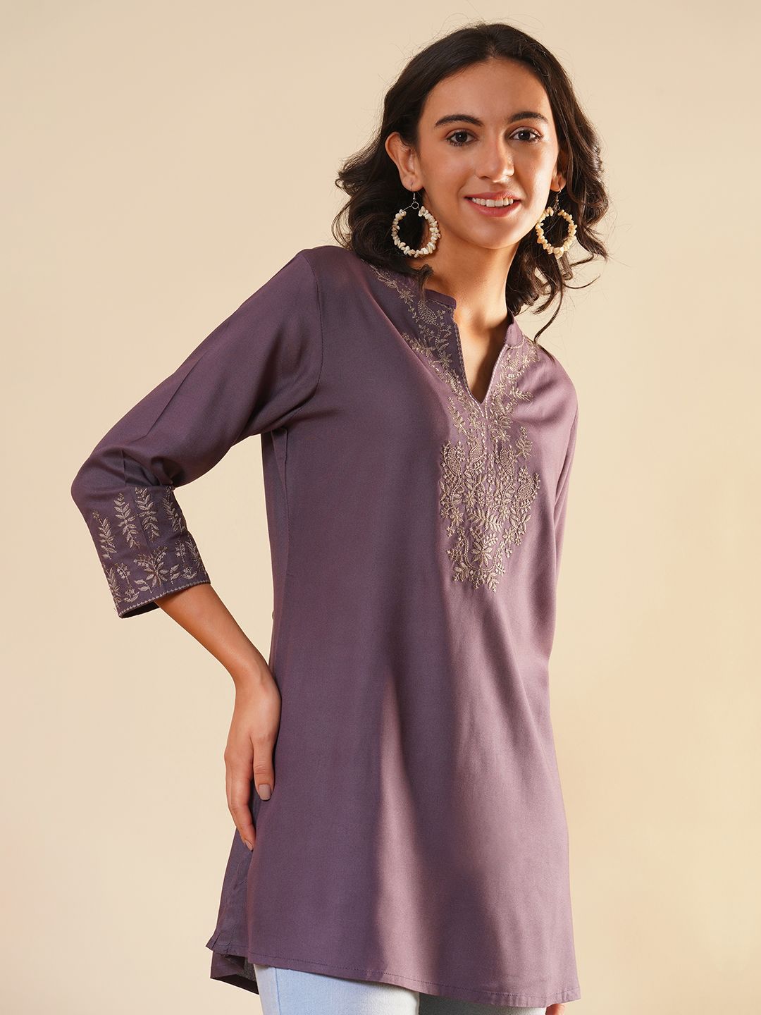 ZOLA Women Ethnic Motifs Embroidered Kurti-image-46