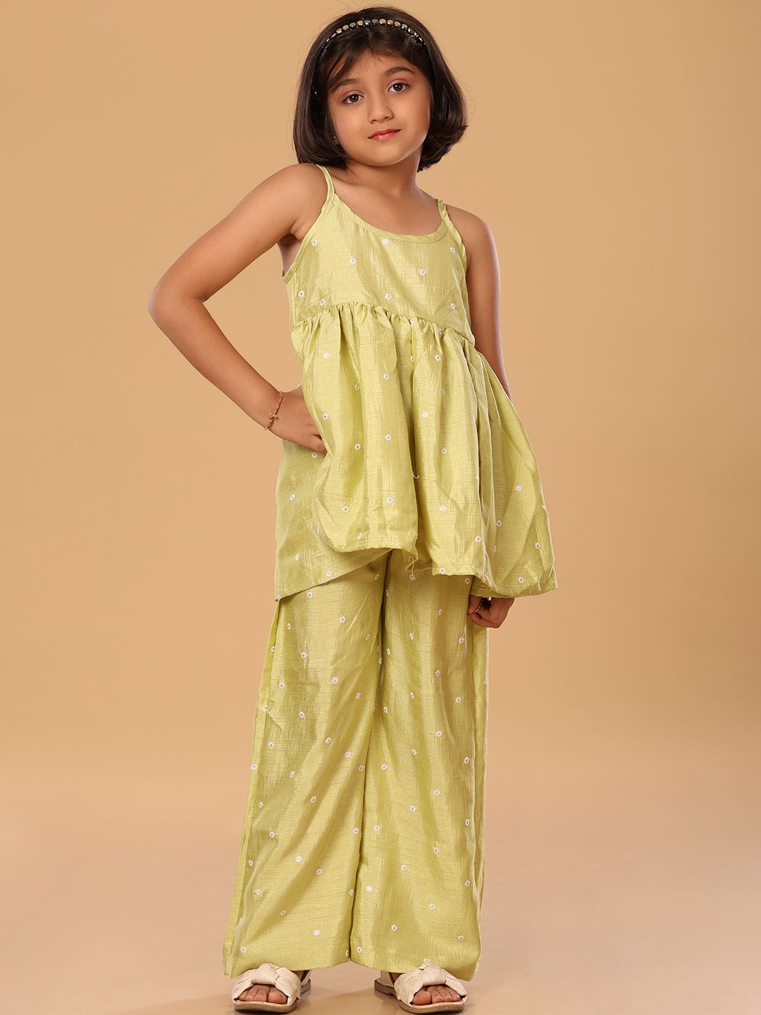 The Mini Trunk Girls Floral Embroidered Kurta with Palazzo-picture-35