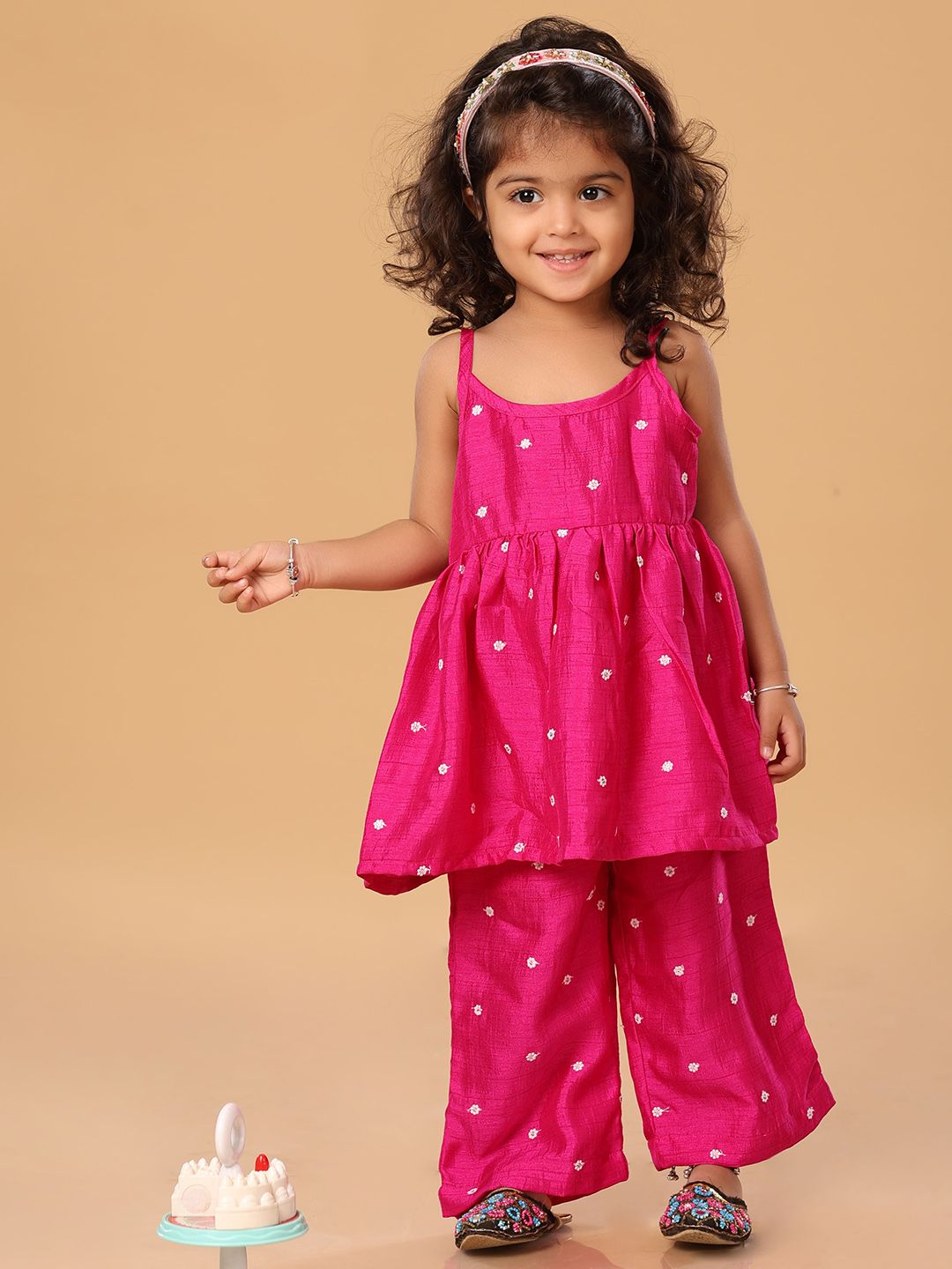 The Mini Trunk Girls Floral Embroidered Kurta with Palazzo-picture-18