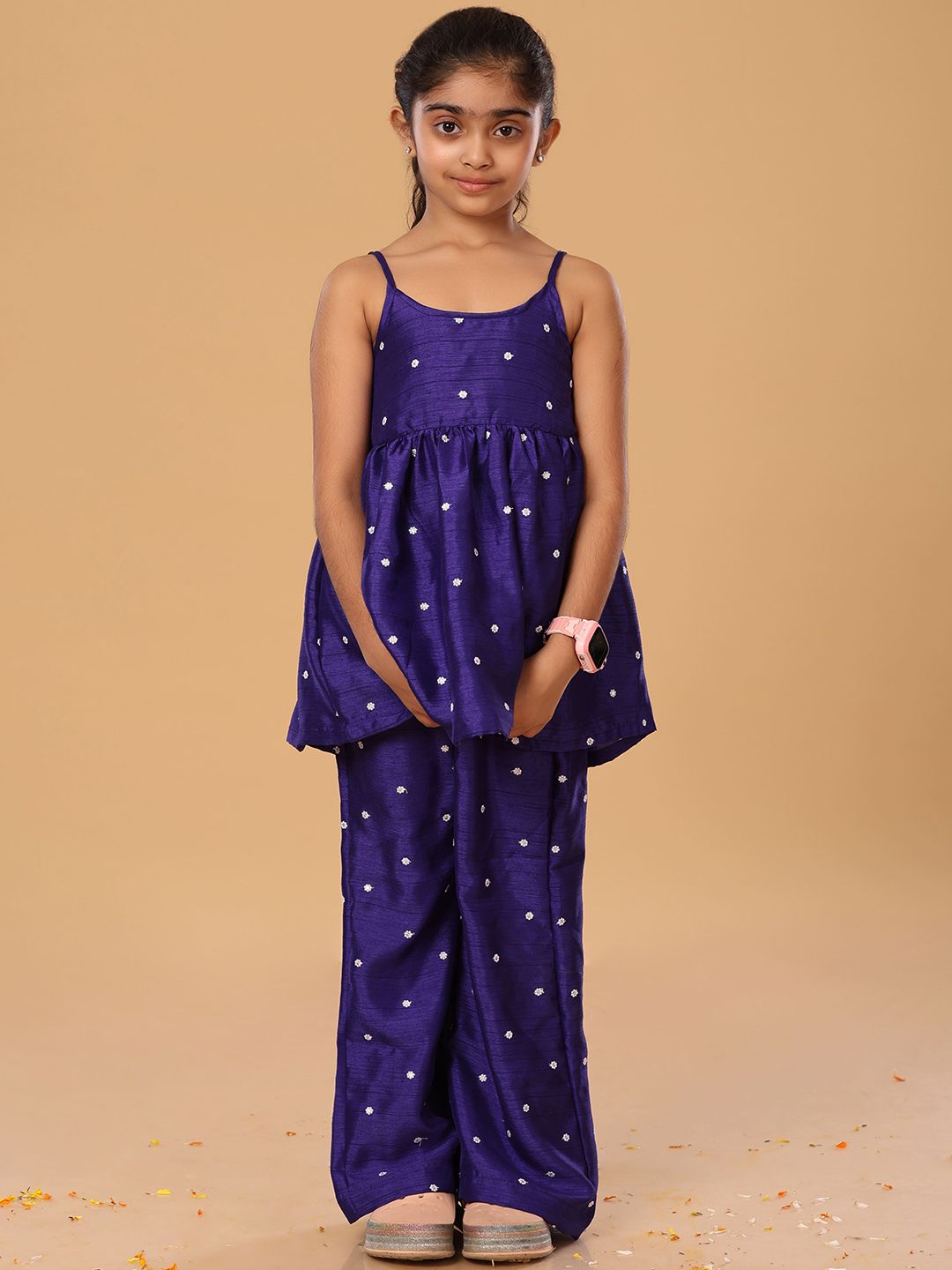 The Mini Trunk Girls Ethnic Motifs Embroidered Regular Thread Work Kurta With Palazzos-picture-38