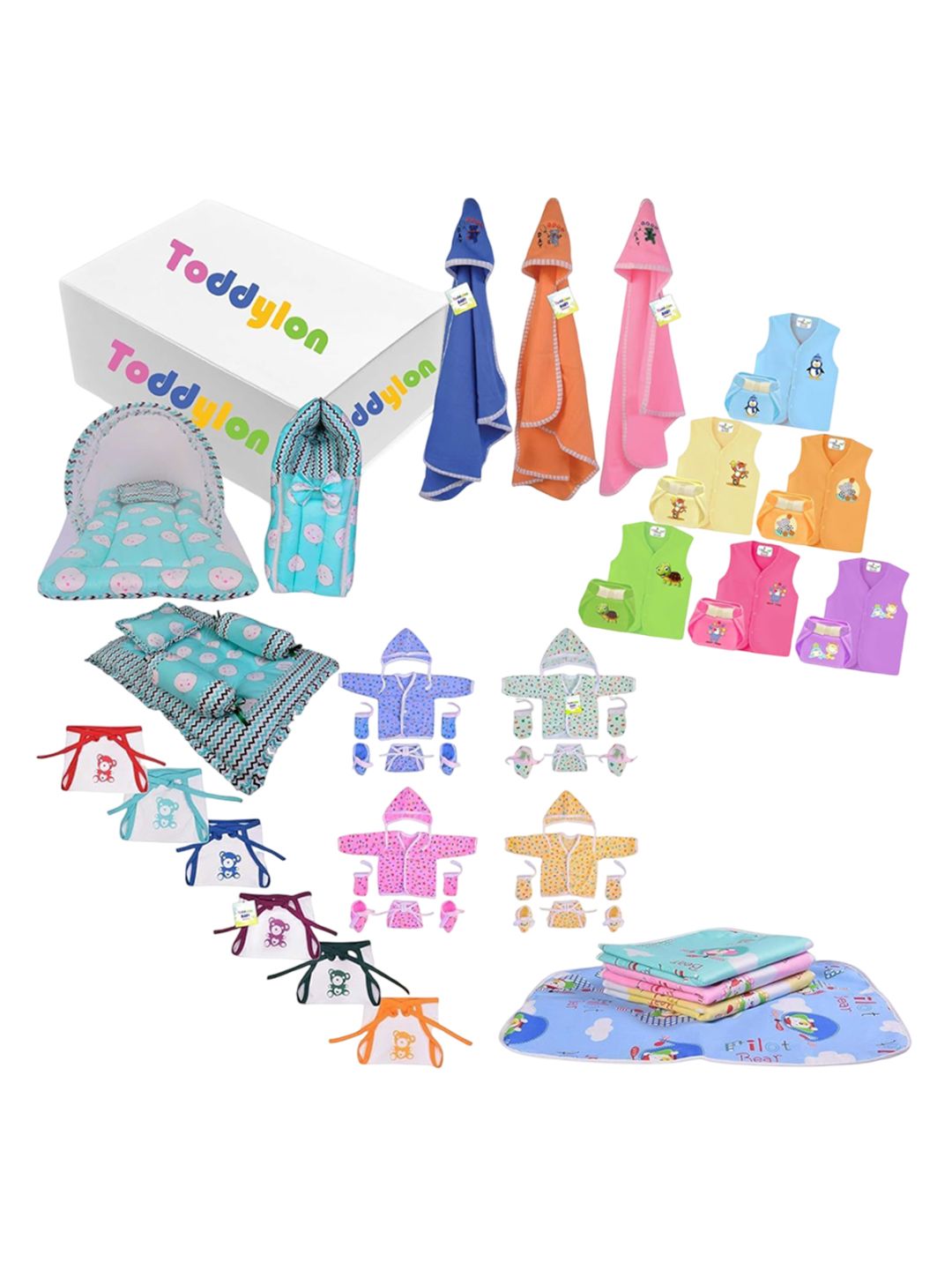 Toddylon Infant 52-Pcs Printed Baby Apparel Gift Set-picture-16