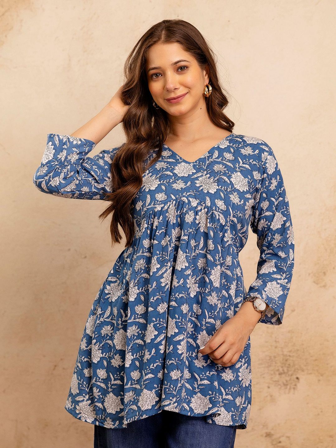Mialo fashion Floral Printed V-Neck Kurti-picture-32