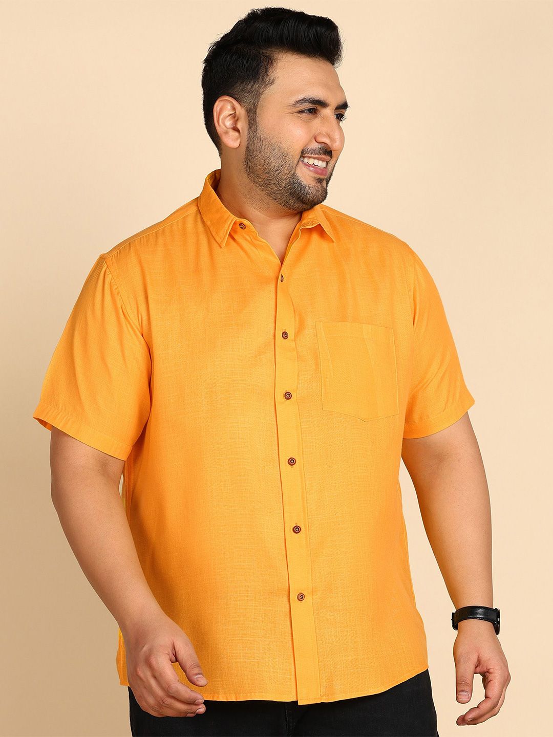 PRINTINDIA Spread Collar Short Sleeves Cotton Linen Shirt-picture-52