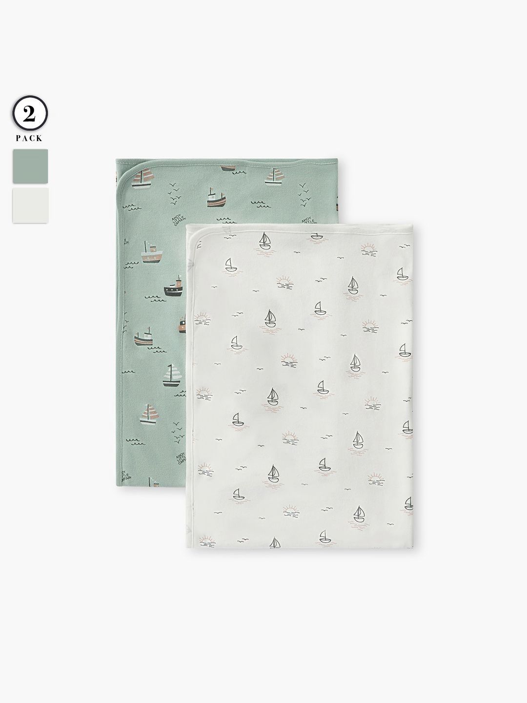 Juniors by Babyshop White & Green Set of 2 Geometric Blanket-picture-32