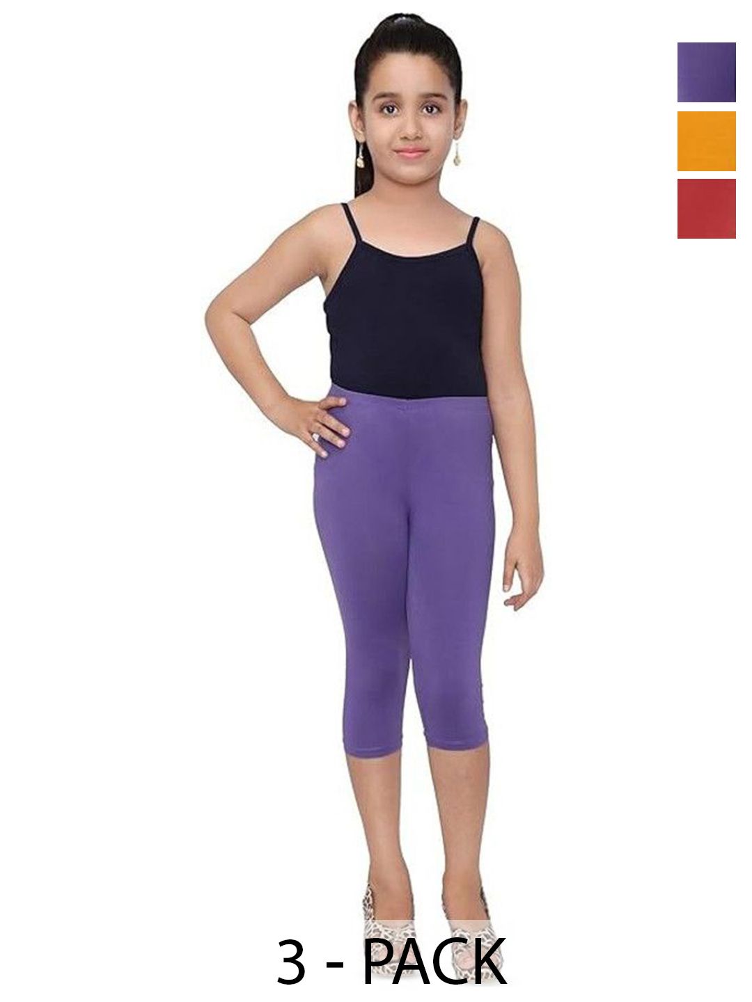 FRENCH KLEIDER Pack of 3 Girls Mid-Rise Skinny Fit Capris-picture-20