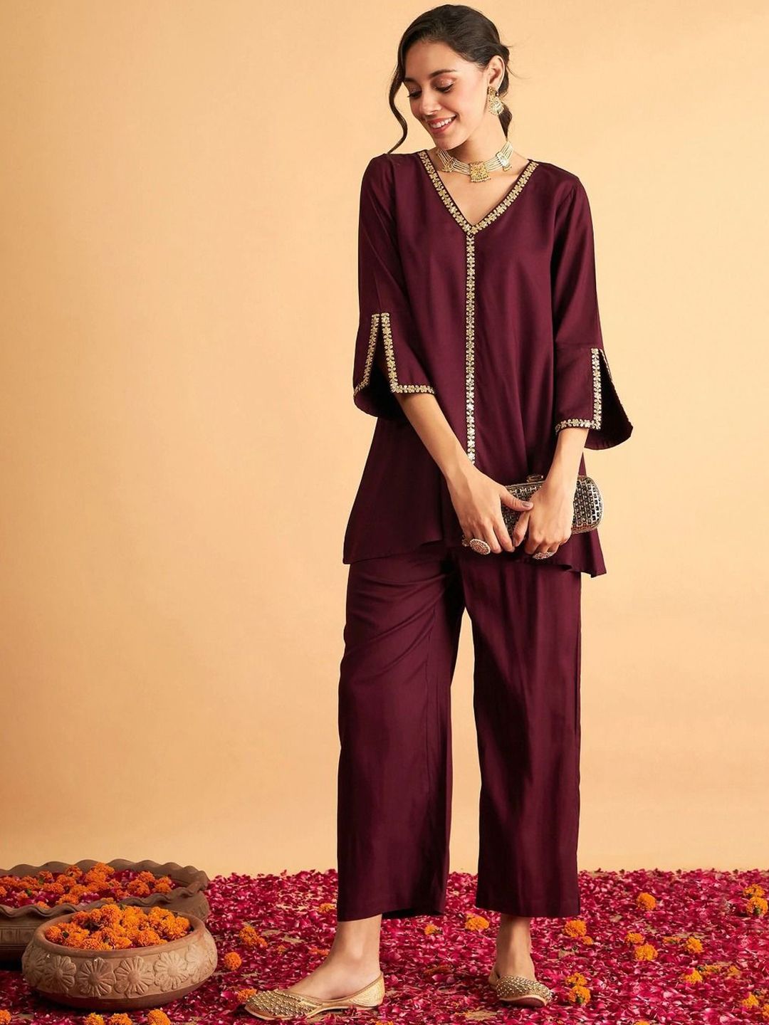 BAESD Women Embroidered Regular Kurta with Trousers