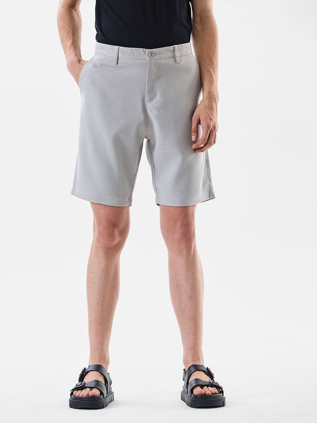 Snitch Men Grey Mid-Rise Regular Fit Shorts-picture-44