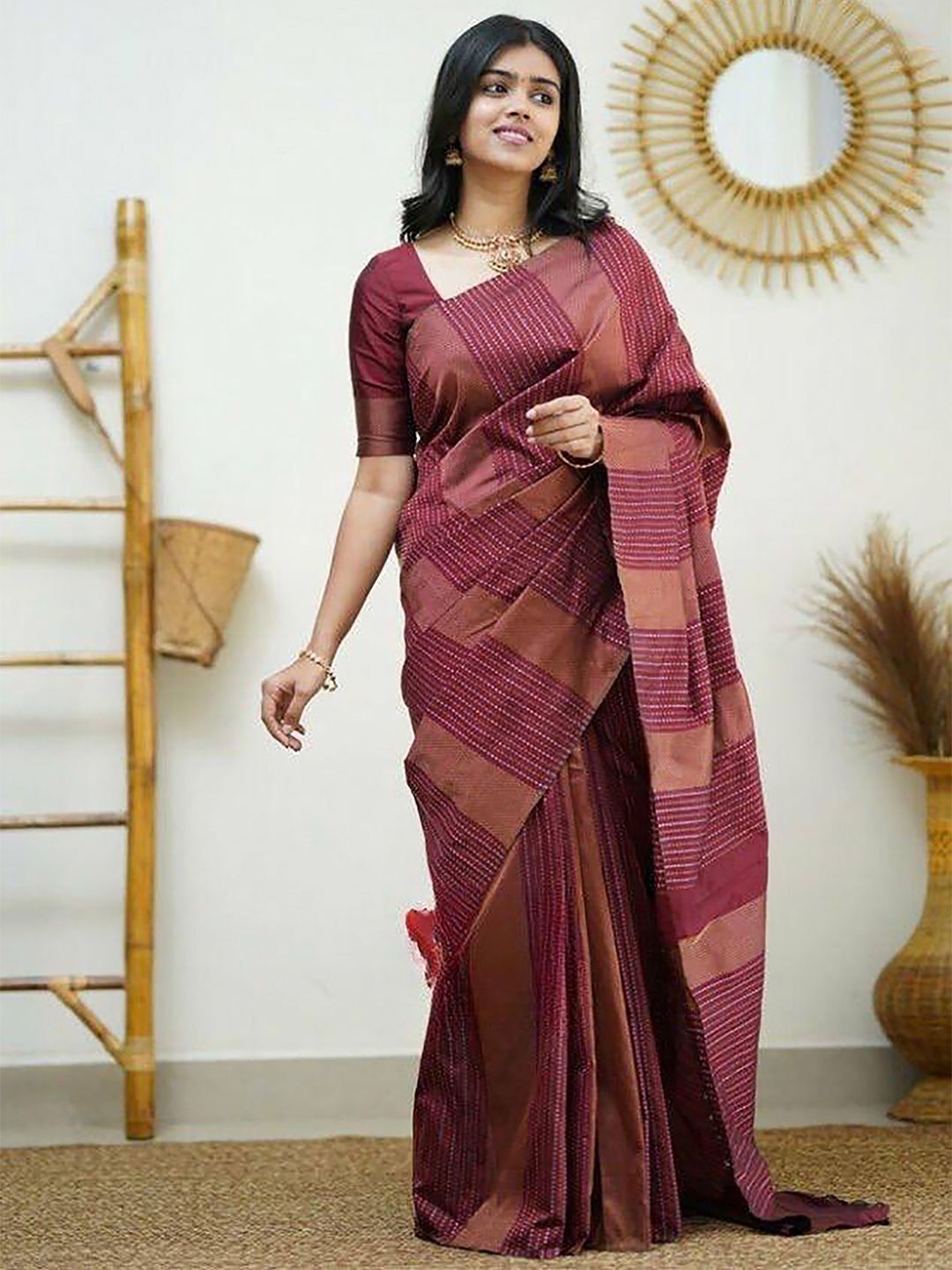 bigben textile Woven Design Silk Blend Banarasi Saree-picture-19