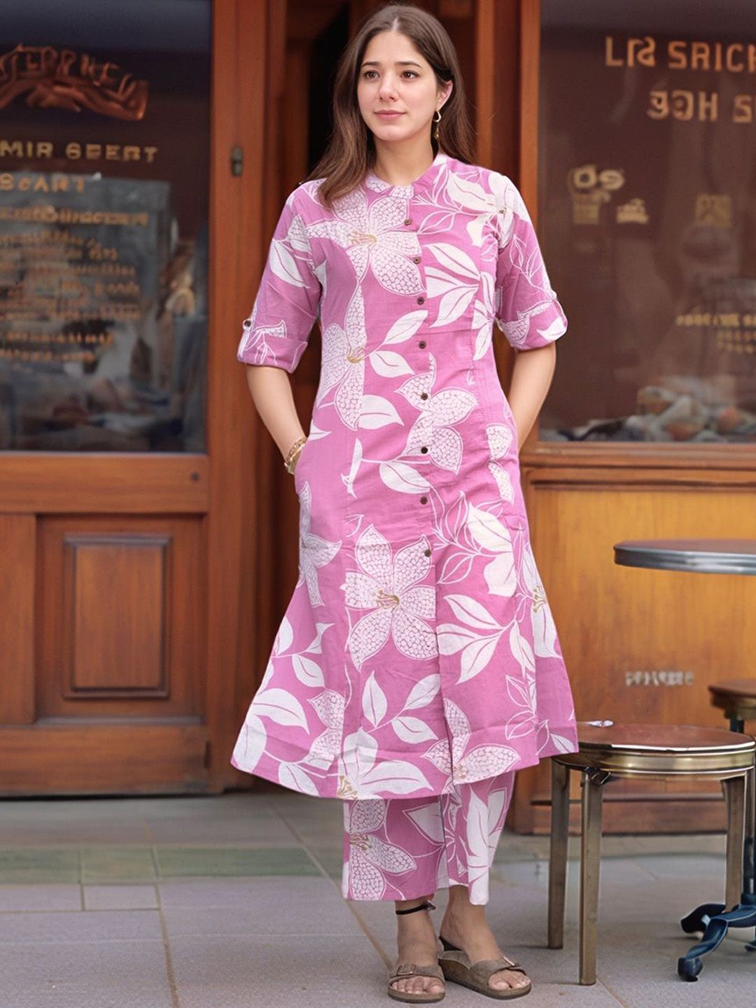 Aaghnya Women Floral Printed Kurta with Palazzos