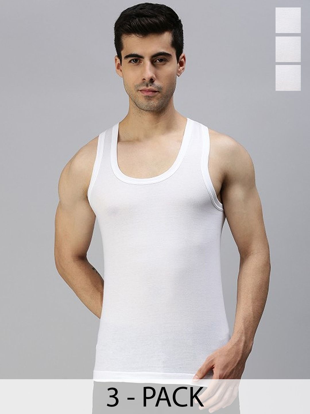 CAVENDERS Pack Of 3 Pure Cotton Scoop Neck Gym Vest C52=-SWIFT----==3- ---85-picture-25