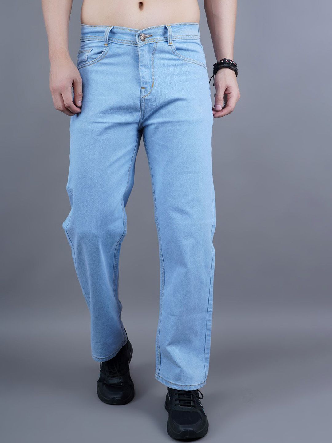 Metronaut Men Classic Baggy Fit Mid-Rise Clean Look Stretchable Jeans-picture-32