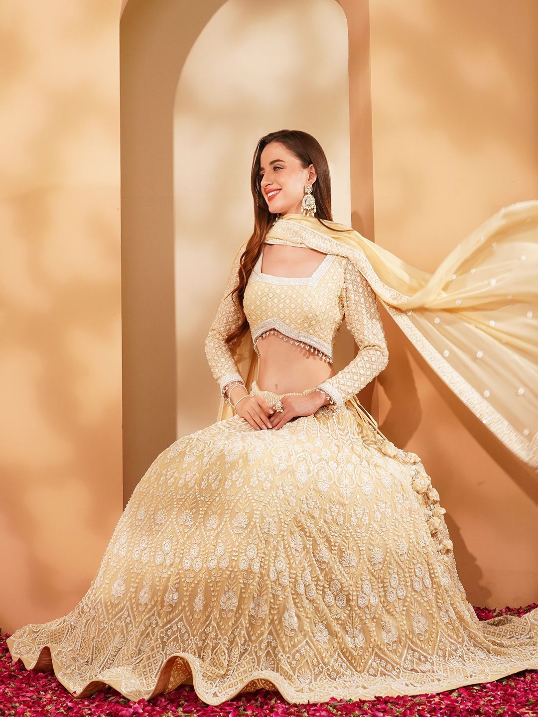 MILU MADAN Embellished Beads and Stones Lehenga And Blouse & Dupatta-image-22