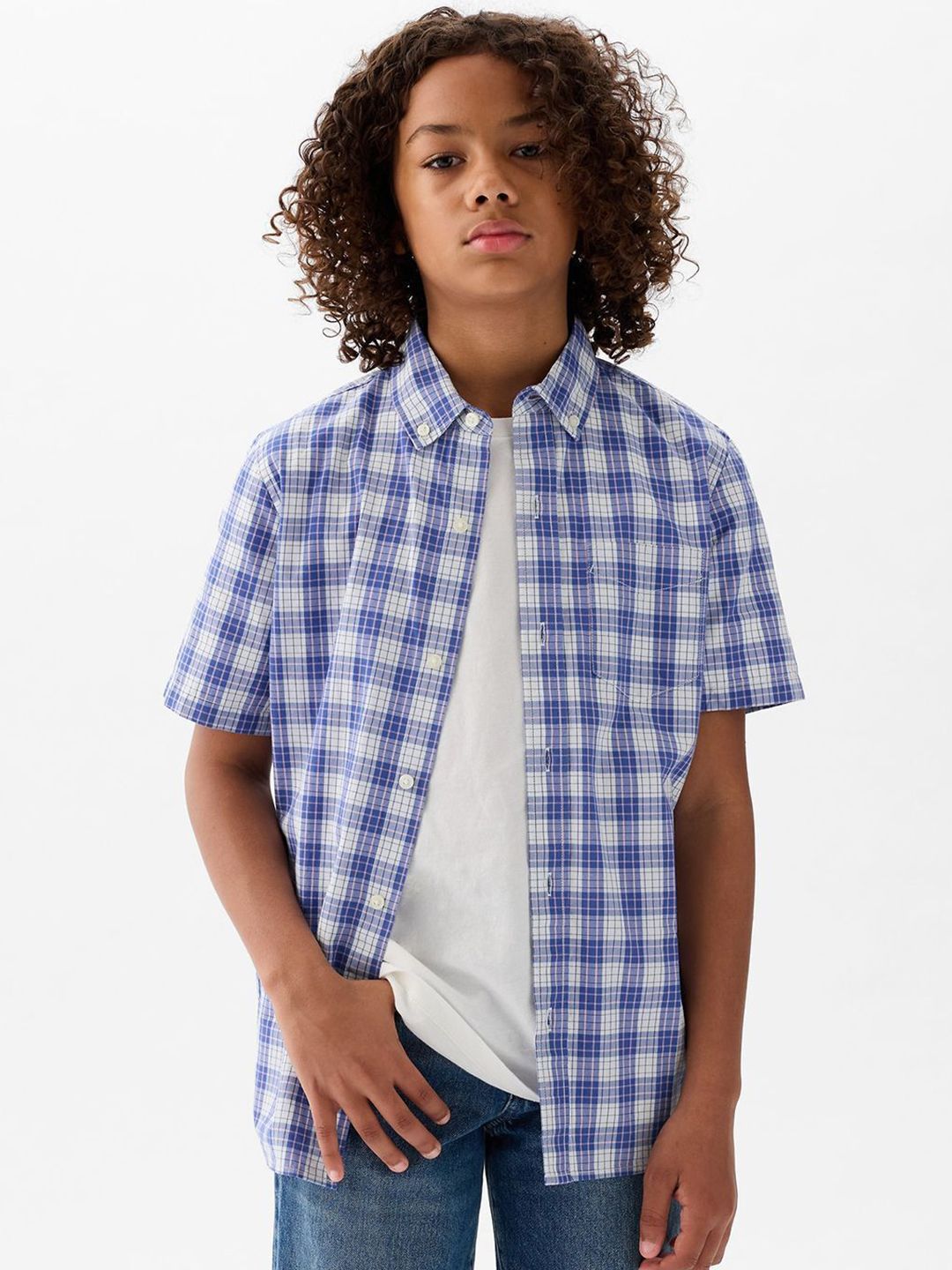 GAP Boys Classic Fit Checked Button-Down Collar Casual Shirt-picture-44