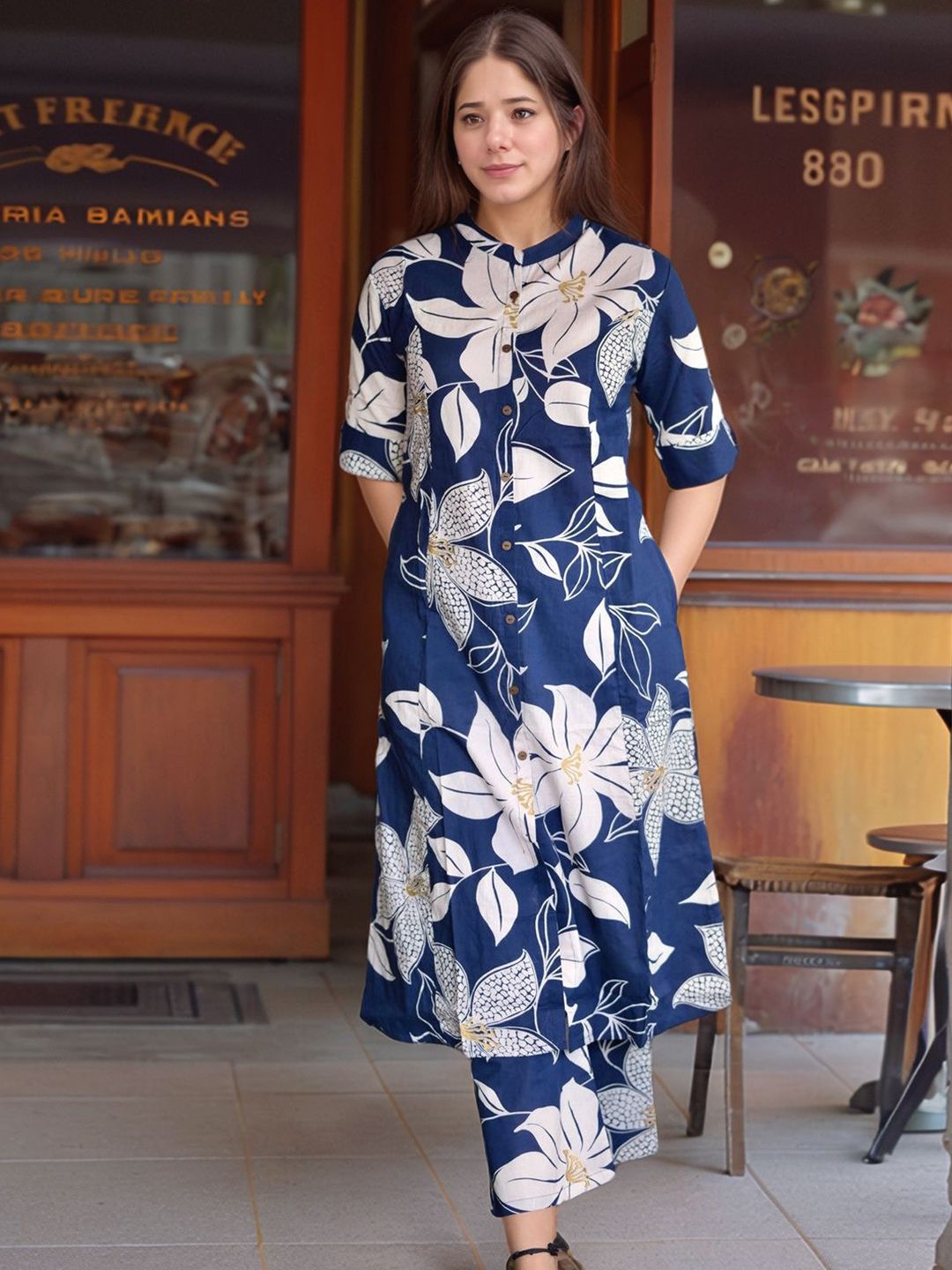 Aaghnya Women Floral Printed A-Line Kurta with Palazzos