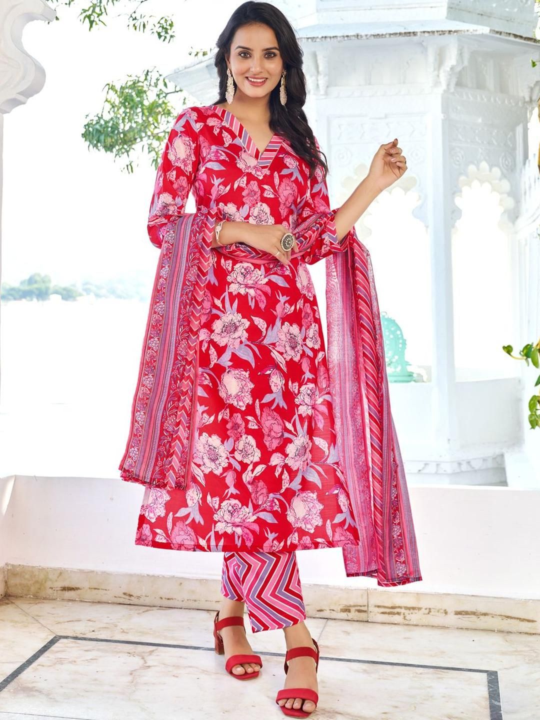 SZN Women Floral Printed Kurta Sets with Trouser and Dupatta