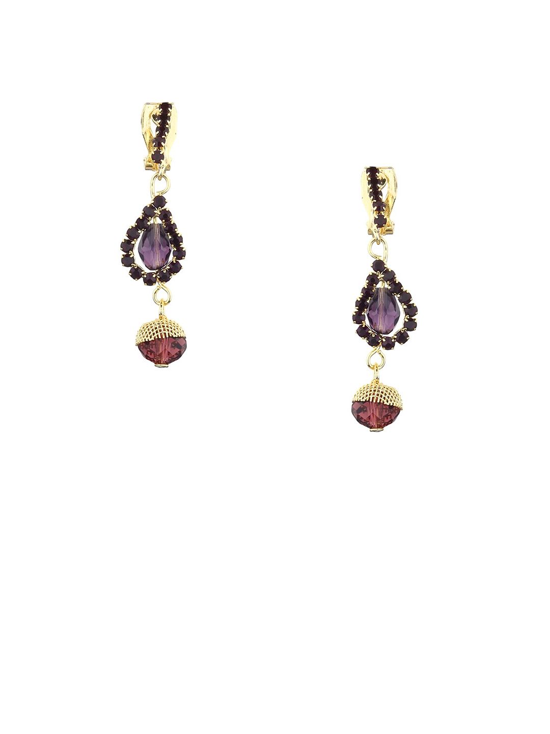FirstBlush Gold-Plated Artificial Stones Studded & Beaded Non Pierced Drop Earrings-picture-40