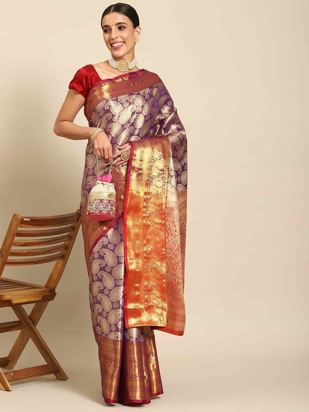 DIVASTRI Woven Design Zari Brocade Banarasi Saree-picture-20