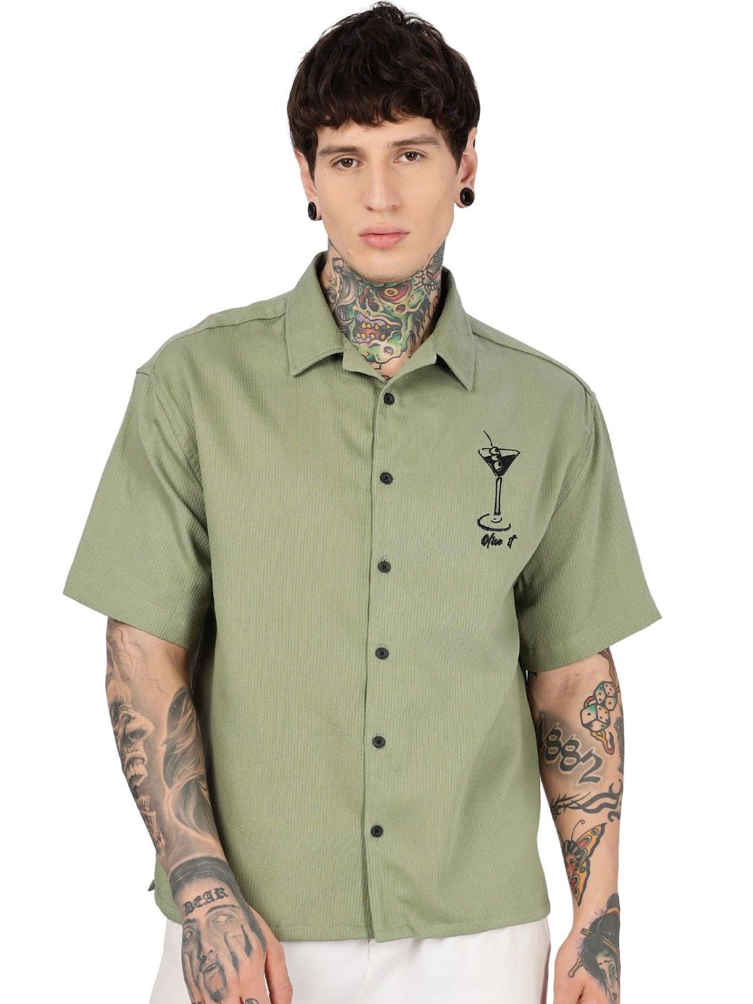 Eszett Martini Boxy Fit Cuban Collar Cotton Shirt-picture-11