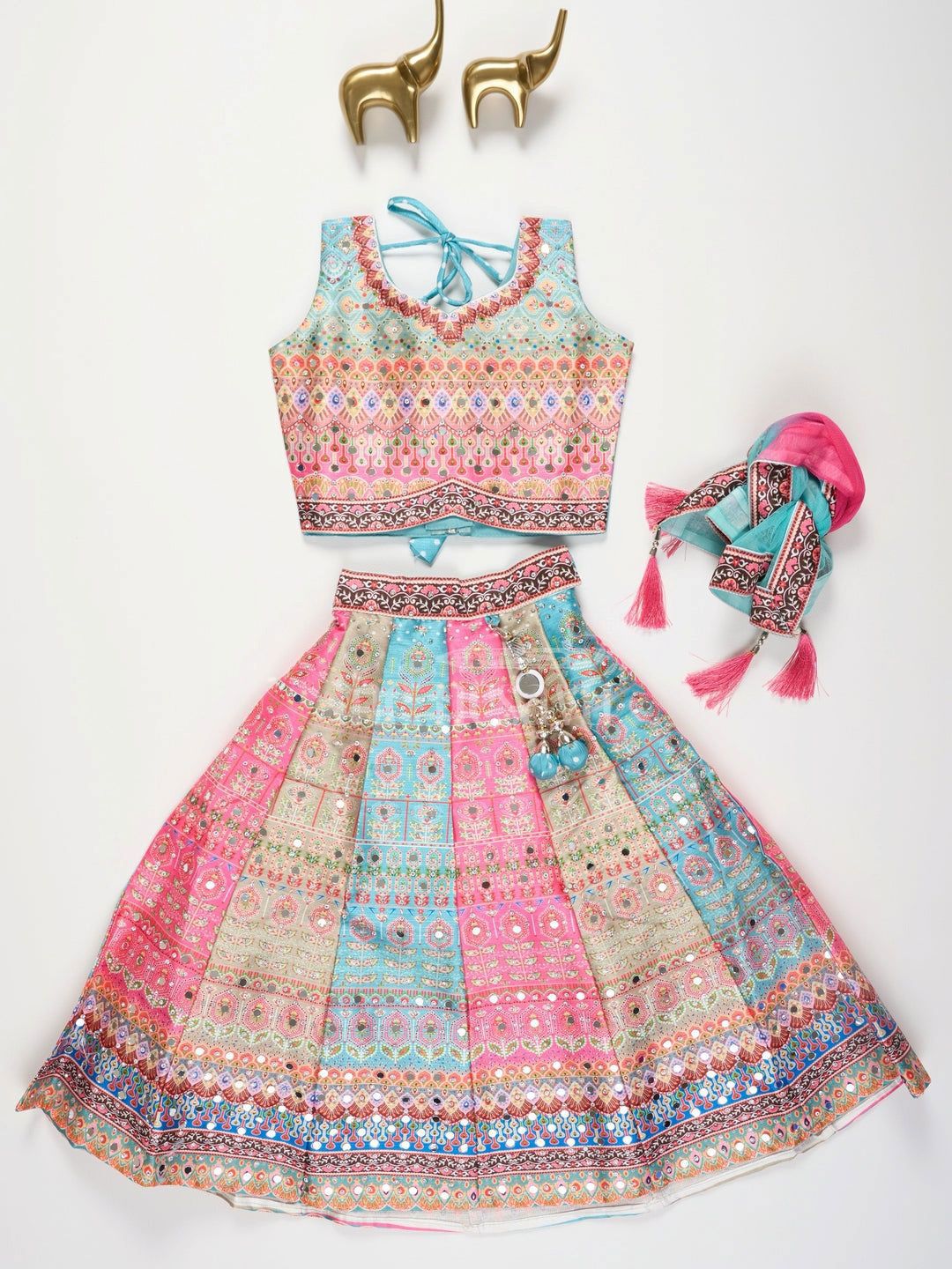 JAY NAGNATH FAB Girls Embellished Mirror Work Ready to Wear Lehenga & Blouse With Dupatta-picture-45