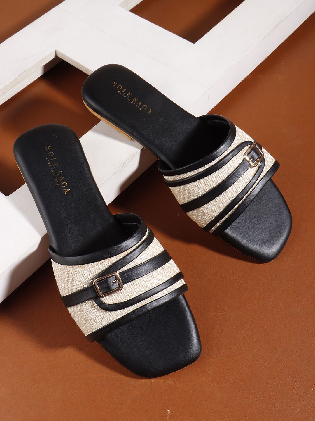 Sole Saga Women Striped Open Toe Flats-image-5