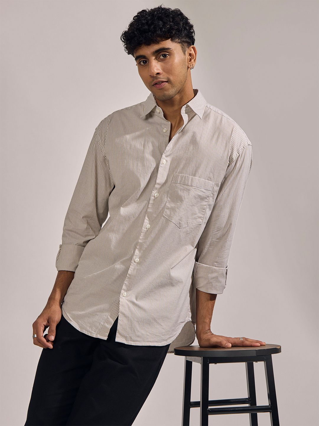 Espanshe Vertical Striped Long Sleeves Pure Cotton Shirt-picture-24