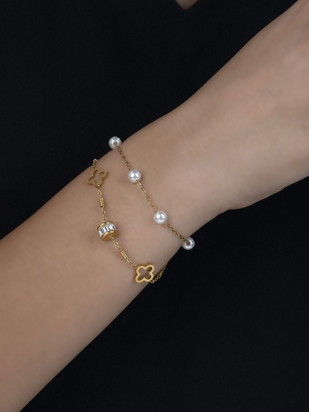 ARTKLIM Women American Diamond Gold-Plated Charm Bracelet-picture-30