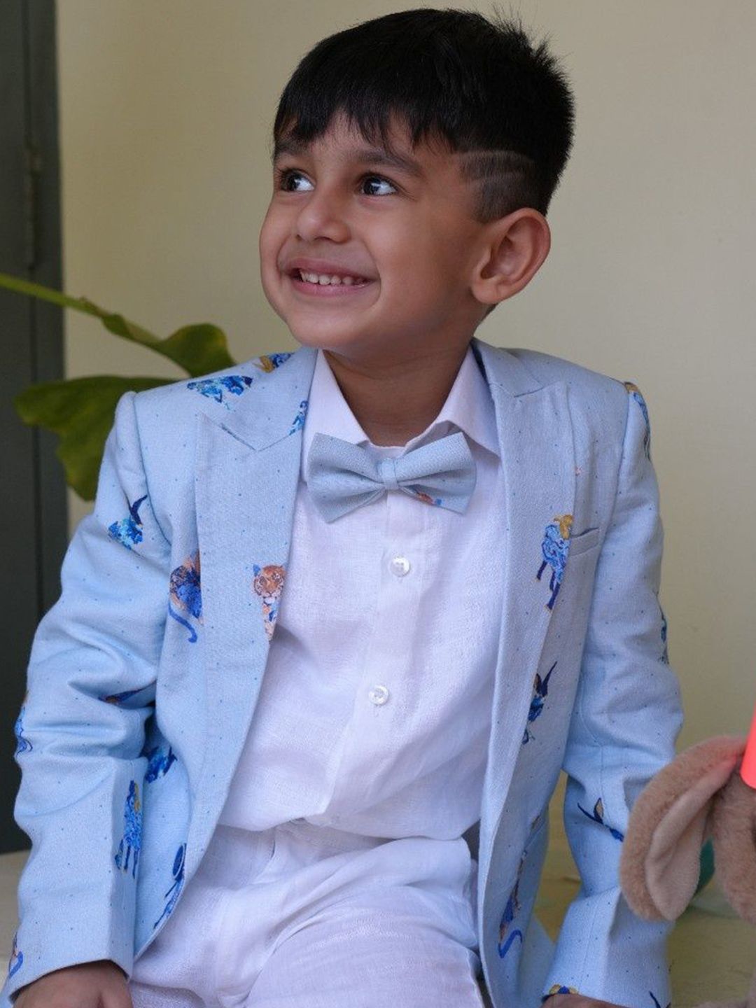 Funny Bones Clothings Boys Printed Single-Breasted Four-Piece Suit