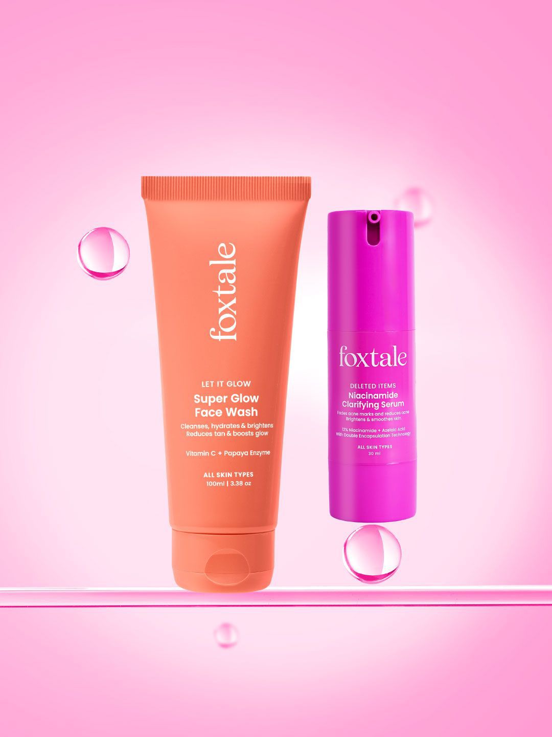 FoxTale Super Glow Face Wash - 100 ml & Niacinamide Clarifying Serum - 30 ml-image-49