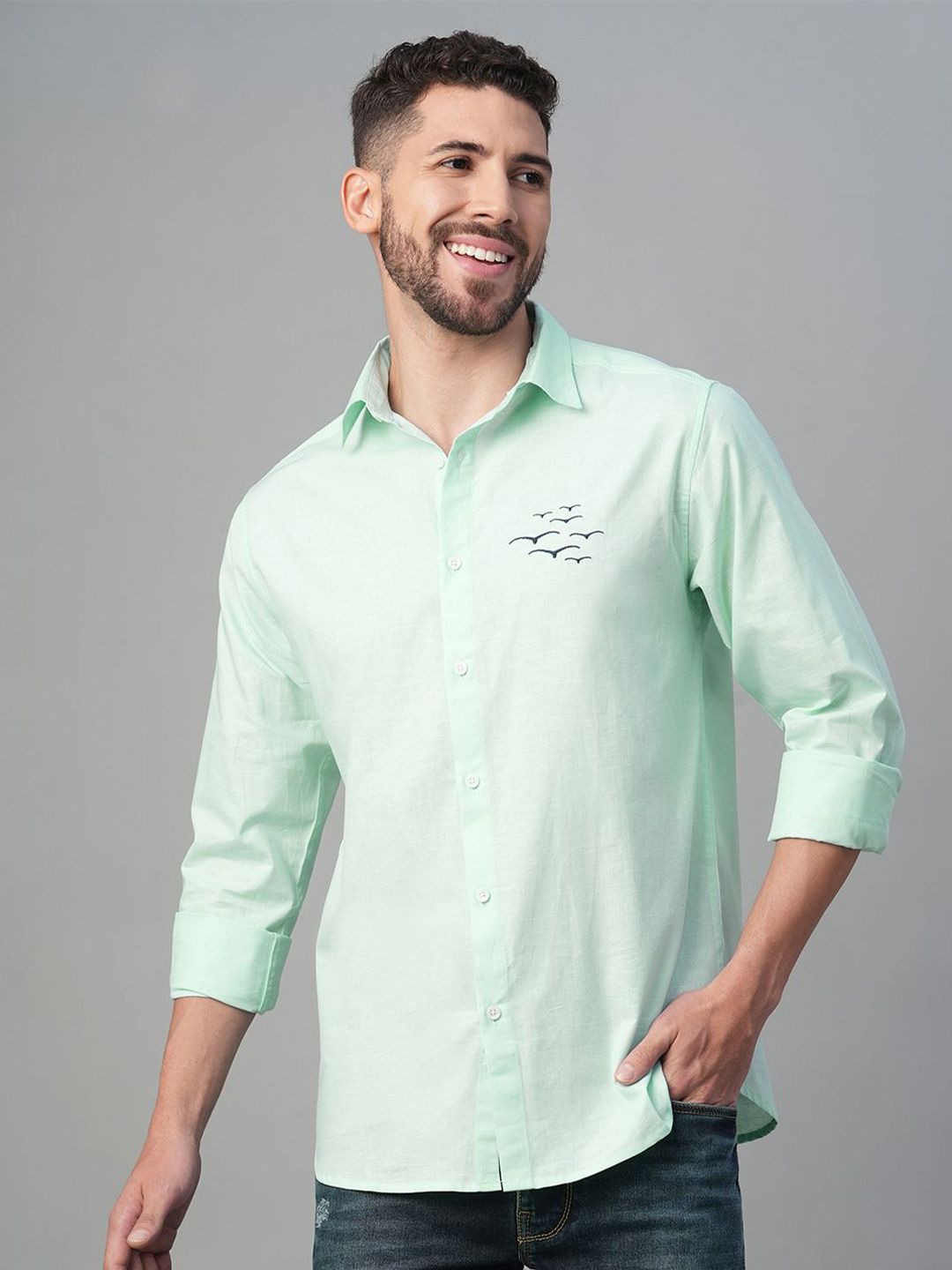 Mast & Harbour Spread Collar Long Sleeves Linen Relaxed Fit Shirt-picture-26