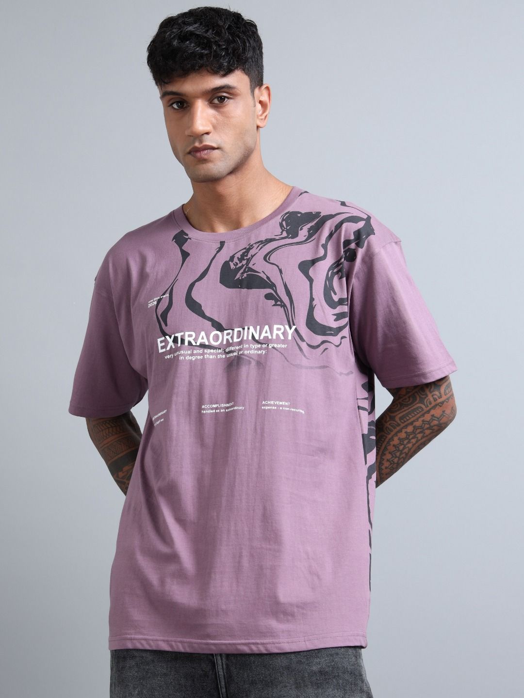 FROSEN FOX Men Graphic Printed Round Neck Cotton Oversized T-shirt-picture-16